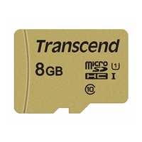 TRANSCEND MicroSDHC karta 8GB 500S, UHS-I U1 + adaptér