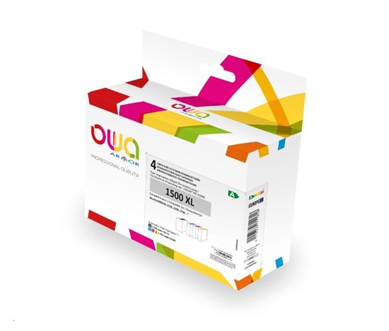 OWA Armor cartridge pro CANON, PACK4, PGI-1500XL CMYK, 35ml/3x12ml/1200p/3x1030p, černá/black+1C+1M+1Y