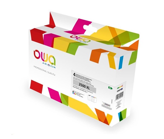 OWA Armor cartridge pro CANON, PACK4 REMAN. PGI-2500XL BCMY, 72ml/3x20ml/2500p/3x1765p, černá/black+1C+1M+1Y