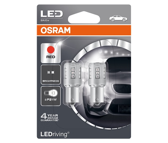 OSRAM autožárovka "P21W" LEDriving® Standard 12V 2W BA15s červená (Blistr 2ks)