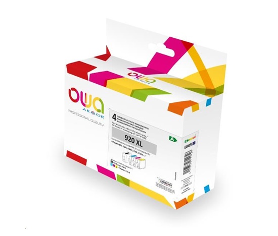 OWA Armor cartridge pro HP PACK 4 REMAN. 920XL BCMY, 48ml/3x12ml/1735p/3x960p, CD975AE/CD972AE/CD973AE/CD974AE,black+CMY