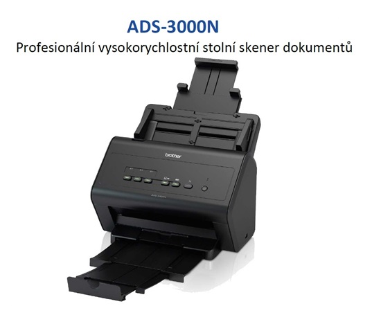 BROTHER skener ADS-3000N (až 50 str/min, 600 x 600 dpi, aut. duplex,256MB, USB 3.0) LAN