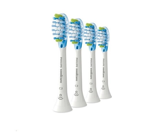 Philips HX9044/17 Sonicare C3 Premium Plaque Control, náhradní hlavice, standardní velikost, 4 kusy, nasazovací, bílá