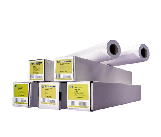 HP Bright White Inkjet Paper, 119 microns (4.7 mil) • 90 g/m2 (24 lbs) • 594 mm x 45.7 m , Q1445A