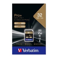 VERBATIM SDHC karta 32GB PRO+ Class 10, UHS-1 (R:90/W:80 MB/s)