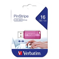 VERBATIM Flash Disk 16GB Hi-Speed Store ‘n‘ Go, Pinstripe, USB 2.0, Hot růžová