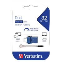 VERBATIM Flash Drive 32GB Store ‘n‘ Go Dual Drive USB 3.0/USB Type-C, modrá