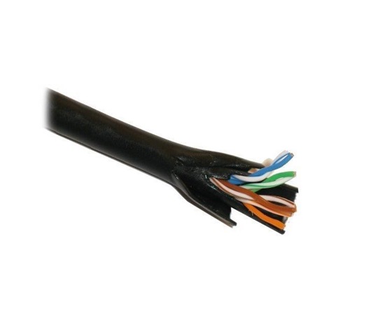 UTP kabel PlanetElite, Cat5E, drát, dvojitý venkovní PE+PE, černý, 305m, cívka