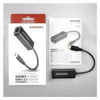 AXAGON ADE-SRC, USB-C 3.2 Gen 1 - Gigabit Ethernet síťová karta, auto instal, černá