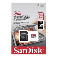 SanDisk MicroSDXC karta 64GB Ultra (100MB/s, A1 Class 10 UHS-I, Android - Imaging Packaging) + adaptér