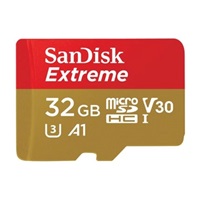 SanDisk MicroSDHC karta 32GB Extreme (100MB/s, A1 C10 V30 UHS-I U3, pro akční kamery) + adaptér, Twin Pack