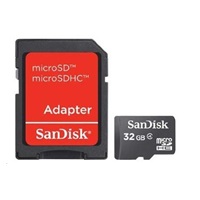 SanDisk MicroSDHC karta 32GB (Class 4) + adaptér