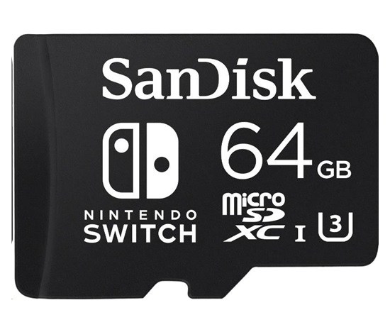 SanDisk MIcroSDXC karta 64GB for Nintendo Switch (R:100/W:90 MB/s, UHS-I, V30, U3, C10, A1) licensed Product