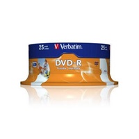 VERBATIM DVD-R(25-Pack)Spindle/Inkjet Printable/16x/4.7GB