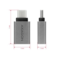 AXAGON RUCM-AFA, redukce USB-C (M) -> USB-A (F), USB 3.2 Gen 2, 3A, ALU