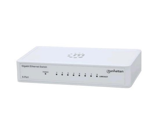 MANHATTAN Switch 8-port 10/100/1000Mbps, desktop, plast, bílý