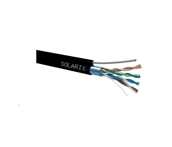 Instalační kabel Solarix venkovní FTP, Cat5E, drát, PE, samonosný, cívka 305m