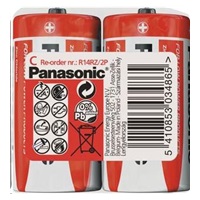 PANASONIC Zinkouhlíkové baterie Red Zinc R14RZ/2P C 1,5V (shrink 2ks)