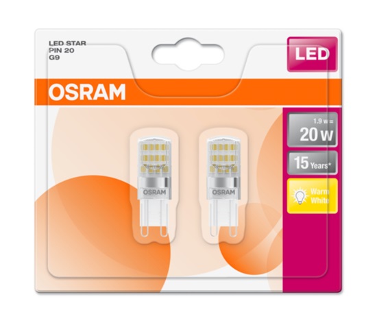 OSRAM LED STAR PIN CL 1,9W 827 G9 200lm 2700K (CRI 80) 15000h A++ (Krabička 2ks)