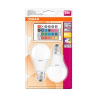 OSRAM LED STAR+ CL A RGBW FR 9W 827 E27 806lm 2700K (CRI 80) 25000h A+ DIMmable Rem Ctrl (Blistr 2ks)