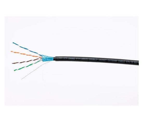 FTP kabel LYNX Cat5E, drát, venkovní dvojitý plášť PE+PE, černý, 305m, cívka - poškozený obal