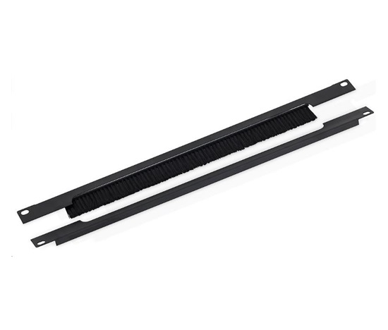 TRITON 19" průchozí panel 1U rozdělený horizontálně, kartáč, otvor 350 x 21 mm, černý