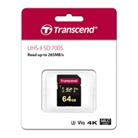 TRANSCEND SDXC karta 64GB 700S, UHS-II U3 Class 10 (R:285/W:180 MB/s)