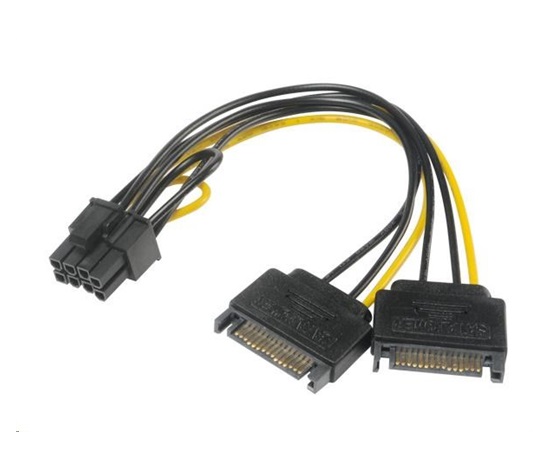 AKASA adaptér napájecí na 6+2pin PCIe (2xSATA male power to a 6+2pin PCIe female connector)