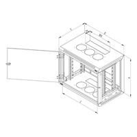 TRITON 19" jednodílný rozvaděč 12U/400mm, odnímatelné boční kryty