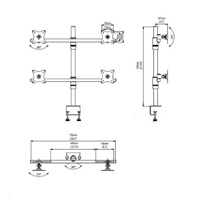 Stolový držák na 4 monitory - EDBAK SV07