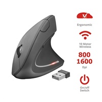 TRUST Myš Verto wireless ergonomic mouse USB, black (černá)