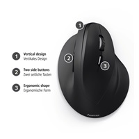 <p>Hama vertikální ergonomická kabelová myš EMĆ-500, 6 tlačítek, černá</p>