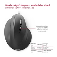 <p>Hama vertikální ergonomická kabelová myš EMĆ-500, 6 tlačítek, černá</p>