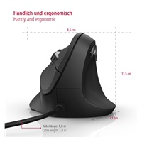 <p>Hama vertikální ergonomická kabelová myš EMĆ-500, 6 tlačítek, černá</p>