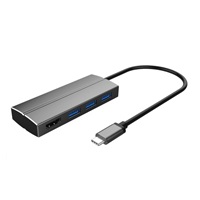 PREMIUMCORD Adaptér USB 3.1 Type-C male na HDMI female + 3x USB 3.0, aluminum