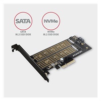 AXAGON PCEM2-D, PCIe x4 - M.2 NVMe M-key + SATA B-key slot adaptér, vč. LP