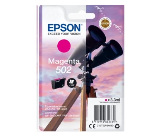 EPSON ink bar Singlepack "Dalekohled" Magenta 502 Ink, BAR 165 stran