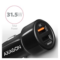 AXAGON PWC-QC5, QUICK a SMART nabíječka do auta, 2x port QC3.0/AFC/FCP + 5V-2.6A, 31.5W