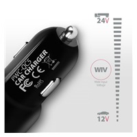 AXAGON PWC-QC5, QUICK a SMART nabíječka do auta, 2x port QC3.0/AFC/FCP + 5V-2.6A, 31.5W