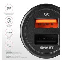 AXAGON PWC-QC5, QUICK a SMART nabíječka do auta, 2x port QC3.0/AFC/FCP + 5V-2.6A, 31.5W