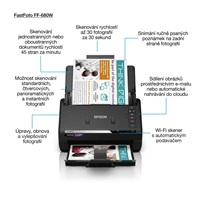 EPSON skener FastFoto FF-680W, A4, 600x600dpi, 24 bits Color Depth, USB 3.0, Wireless LAN