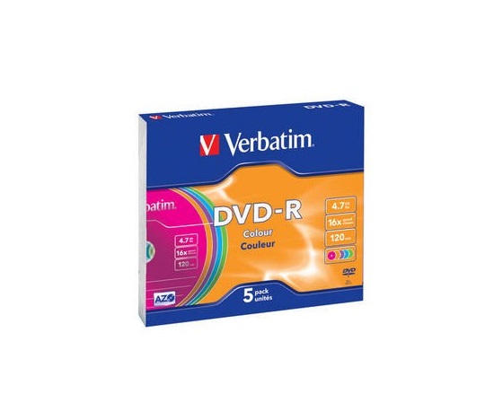 VERBATIM DVD-R(5-Pack)Slim/Colour/16x/4.7GB