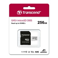 TRANSCEND MicroSDXC karta 256GB 300S, UHS-I U3 V30 + adaptér