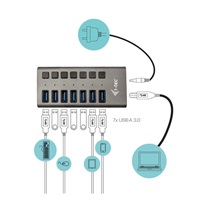 i-tec USB 3.0 nabíjecí HUB 7port + Power Adapter 36 W
