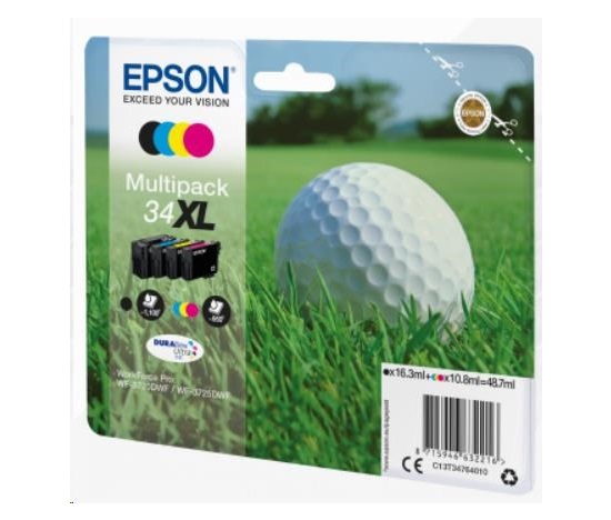 EPSON ink Multipack 4-colours "Golf" 34XL DURABrite Ultra Ink, ČB 1100, BAR 950 stran