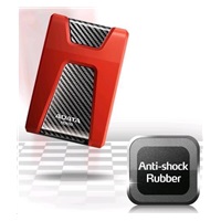 ADATA Externí HDD 1TB 2,5" USB 3.1 DashDrive Durable HD650, červený (gumový, nárazu odolný)