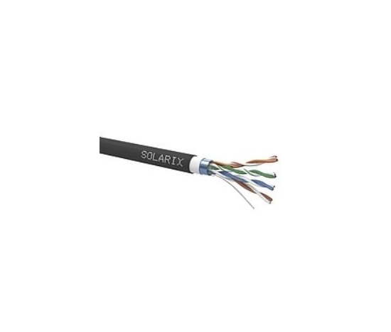 Instalační kabel Solarix venkovní FTP, Cat5E, drát, PVC+PE, dvojitý plášť, cívka 305m