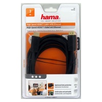 Hama HDMI kábel vidlica - vidlica, pozlátený, 3*, 3 m
