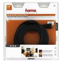 Hama HDMI kábel vidlica - vidlica, pozlátený, 3*, 5 m