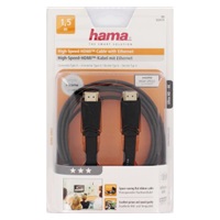 Hama HDMI kábel vidlica-vidlica, plochý, pozlátený, 3*, 1,5 m